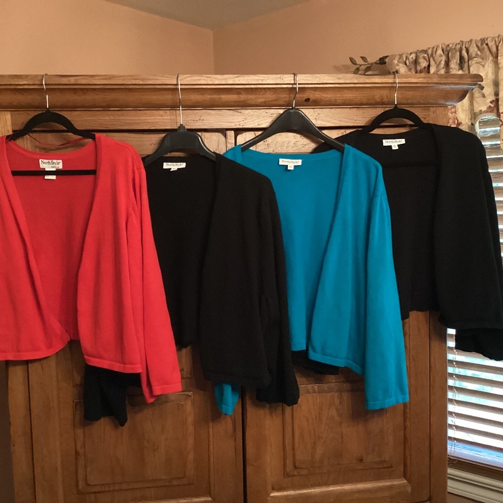 NorthStyle shrug, sweaters. Multi colors. 100% cotton. Size 3X.